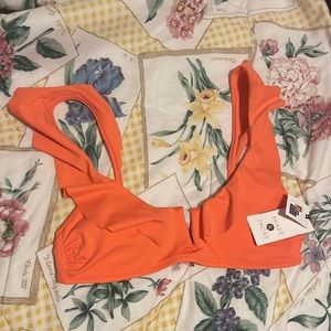 Coral ruffle bikini top NWT